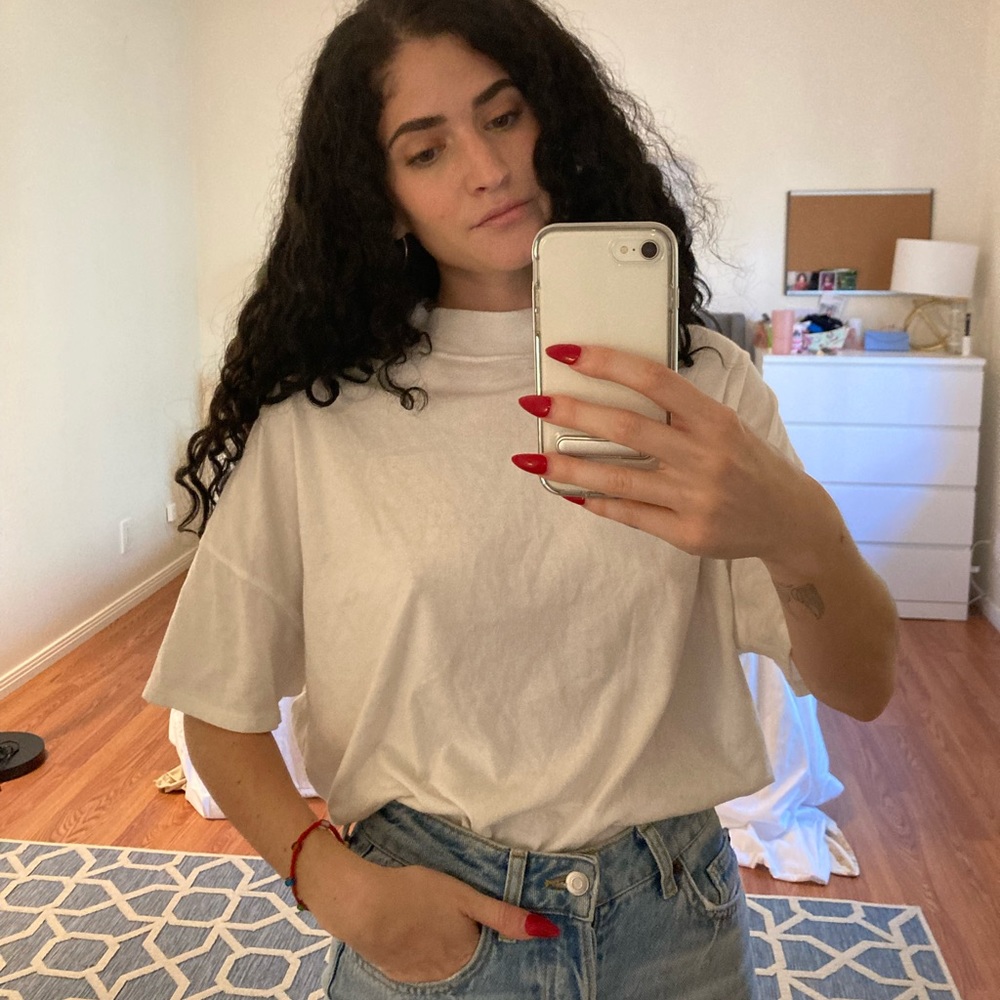 White Free People high neck t-shirt